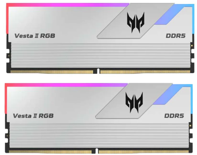 Оперативная память 32Gb DDR5 6400MHz Acer Predator Vesta II RGB Silver (BL.9BWWR.331) (2x16Gb KIT)