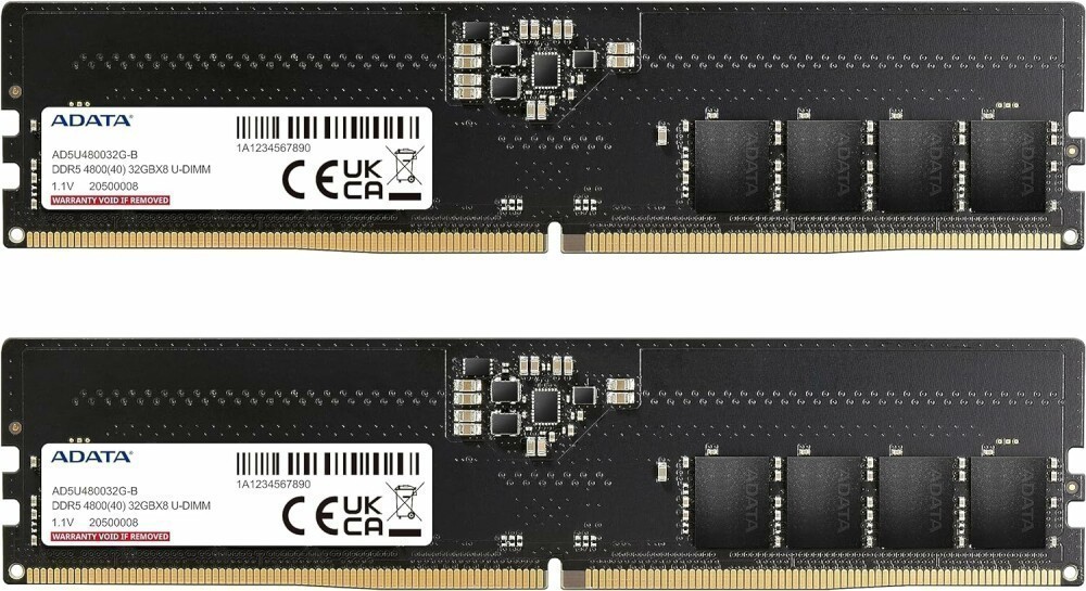 Оперативная память 64Gb DDR5 4800MHz ADATA (AD5U480032G-DT) (2x32Gb KIT)