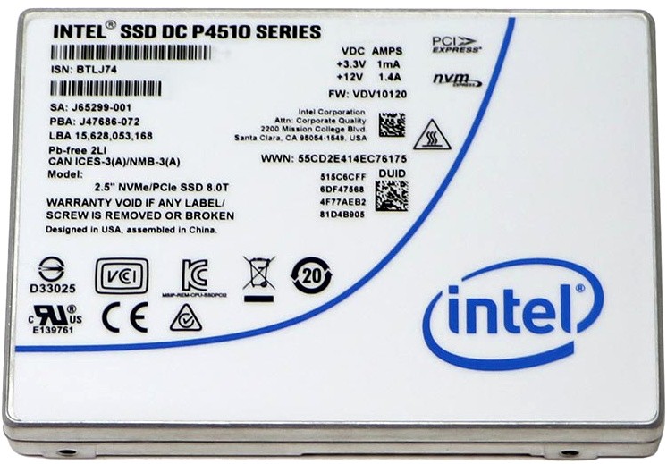 Накопитель SSD 2Tb Intel P4510 Series (SSDPE2KX020T801)
