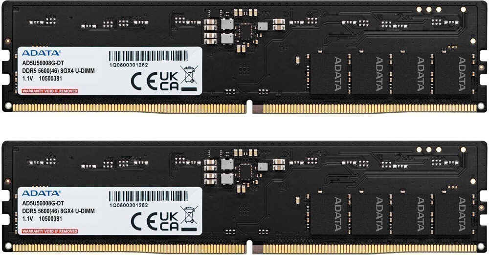 Оперативная память 16Gb DDR5 5600MHz ADATA (AD5U56008G-DT) (2x8Gb KIT)